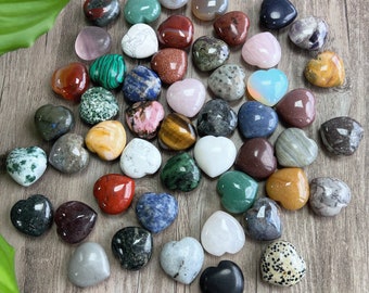 8-Piece Carved Crystal Heart Stone Set - Assorted Healing Palm Stones For Relaxation & Gifts