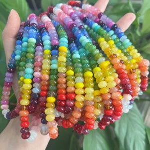 Bright Rainbow 8mm Rondelle Beads, Beautiful Candy Color Beads, Mixed Assorted Rondelle Beads for Making Necklaces Bracelets