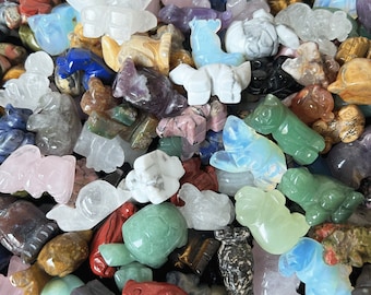 Mini Crystal Animal Carving Bulk, Mystery Crystal Decor, Mixed Quartz Crystal Animal, Healing Crystal Gift