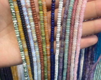 2x4mm Smooth Natural Rondelle Beads, Mini Rondelle Beads, Multi Color Flat Disc Beads DIY Jewelry Making Bulk Supplies,bs007