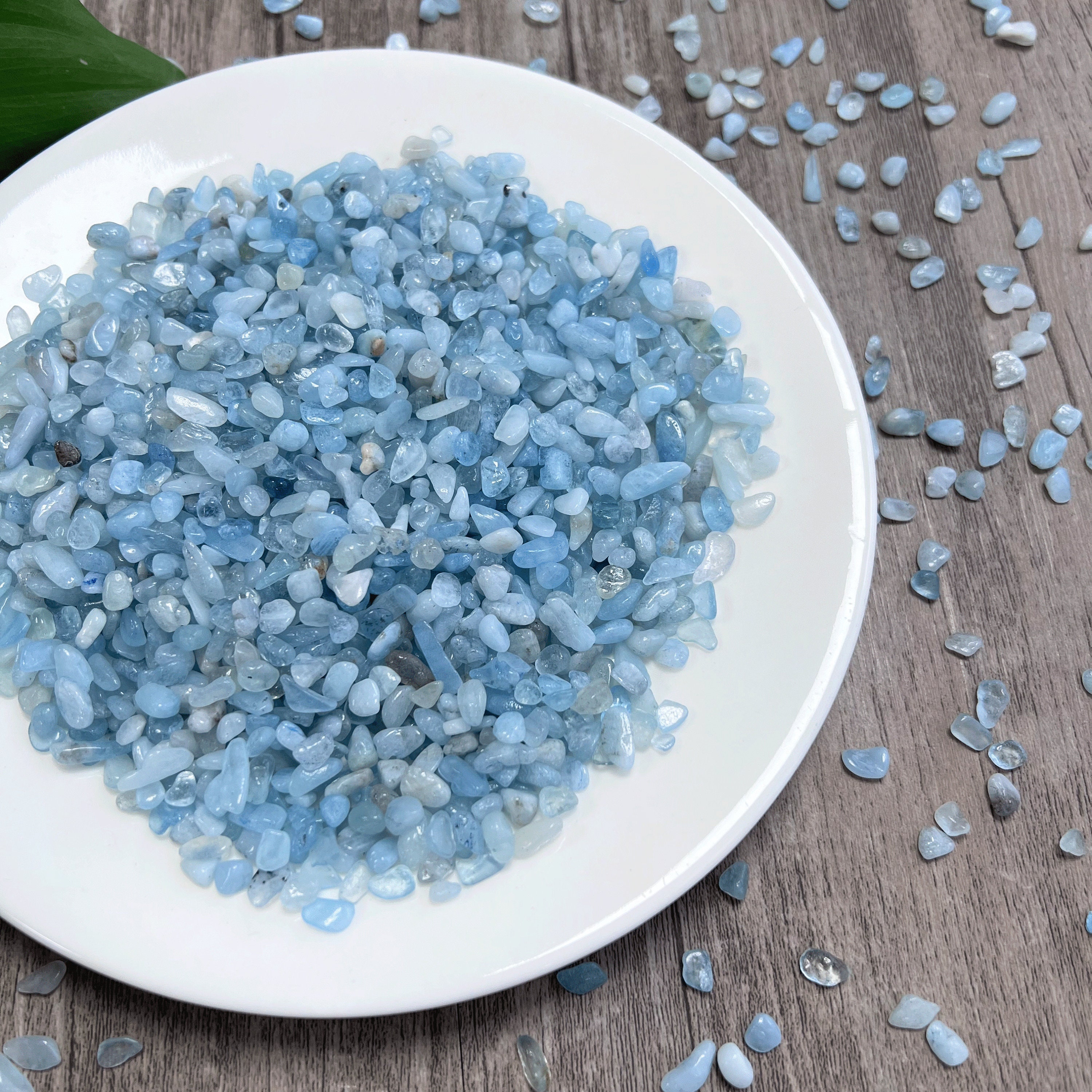 Tumbled Aquamarine Crystal Chips - 1 Lb Bag, Decorative Stones For Vases, Terrariums, Fish Tanks, Crafts