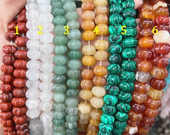 8x12mm Hand Carved Stone Pumpkin Beads, Halloween Pumpkin Jewelry Beads Wholesale, Fall Jewelry Supplies
