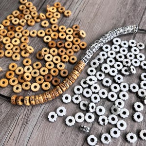 Bulk Ox Bone beads, 3x8mm Carved Bone Heishi Spacer Beads, Tribal Beads, DIY Crafts