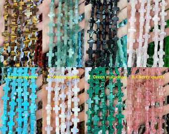 Natural Stone Cross Beads for DIY Jewelry Making, 12x16mm, Bulk Wholesale Beads