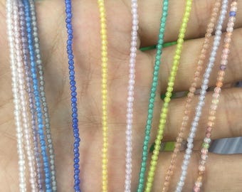 2mm Round Natural Gemstone Beads, Tiny Smooth Round Beads Bulk, Mini Stone Spacer Beads, DIY Jewelry Making, Wholesale Beads