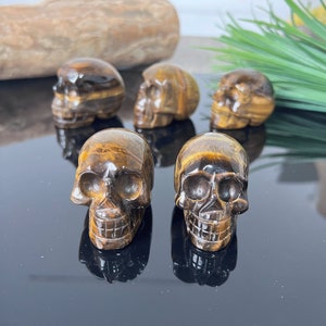 2&quot; Tiger eye Skull, Crystal Skull Carving, Hand Carved Gemstone Skull Figurine, Quartz Crystal, Healing Crystal Gift, Home Decoration