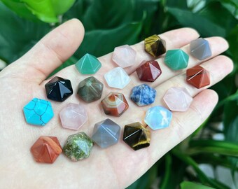 Small Hexagonal Crystal Pyramid, Assorted Gemstones (14mm)