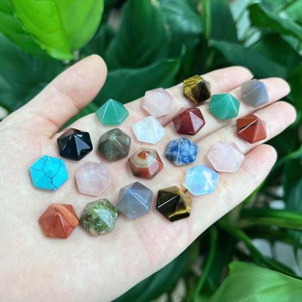 Small Hexagonal Crystal Pyramid, Assorted Gemstones (14mm)