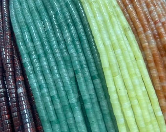 2×4mm Heishi Flat Disc Gemstone Beads Full Strand, Wholesale Loose Gemstone Beads, Jewelry Making DIY Bracelet Supplies