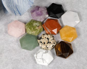 Étoile hexagonale à facettes en cristal naturel de 28 mm, décoration de guérison énergétique pour la fabrication de bijoux