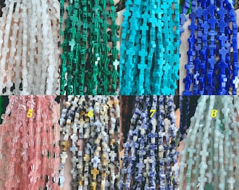 Natural 10x14mm Stone Cross Beads for DIY Jewelry Making, Bulk Wholesale Beads
