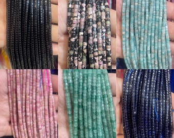 2x3mm Gemstone Tube Beads,Flat Disc Spacer Beads, Loose Beads for Jewelry Making DIY Bracelet Necklace Supply