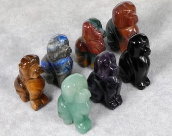 Sculpture de chien en cristal de 2 po., sculpture d'animal en cristal de quartz, figurine de chien en pierres précieuses sculptées à la main, cadeau de décoration en cristal de guérison