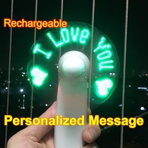 Ventilador personalizado, ventilador portátil, ventilador de mano LED con mensaje, mini ventilador, ventilador de mano LED