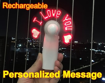 LED Fan,Mini Fan,Light Up Fan,Message Led Hand Fan,Recharge Fan,Personalise Electric Fan
