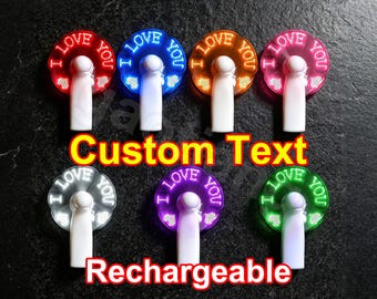 Custom Hand Fan Personalize Led Fan For Wedding Birthday Light Up Fan Favor