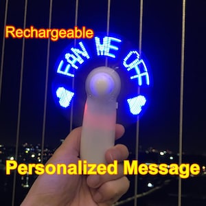 Abanico iluminado, Abanico de mano personalizado, Abanico de mano LED con mensaje, Abanico personalizable, Abanico personalizado