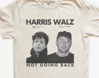 Harris Walz "Not Going Back" 80s Retro Photo 2024 Feminist Band TShirt, Kamala Tim Election Voting Shirt, Pro Choice Tee Gift for Democrat