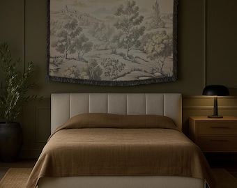 Verdure Tapestry Blanket Antique French Countryside Woven Cotton Throw Wall Tapestry Pastoral Landscape Quiet Luxury Cottagecore Home Decor