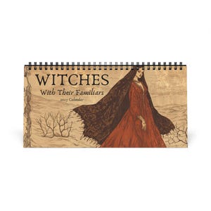 Feb Start Dark Academia Witch 2025 Kalender Cottagecore 19th Century Frauen und Tiere Weihnachtsgeschenk für Goth Witchy Fantasy Freund