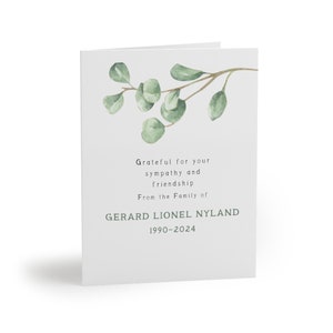 Ensemble de cartes de remerciement de deuil Prières de sympathie personnalisées Reconnaissance Participation aux funérailles Gratitude