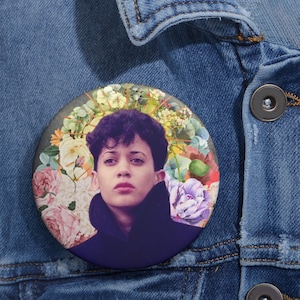 Retro Kamala Harris 1980s College Photo Pin Floral Collage Gift For Democrat Harris Walz 2024