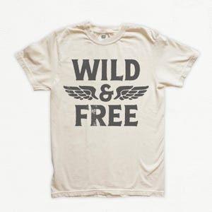 Wild & Free Retro Rebel Inspired Graphic Tee Comfort Colors Hippie Grunge Boho Vintage Washed Oversized Tshirt, Aesthetic Moto Shirt