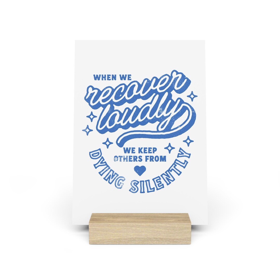 Retro We Recover Loudly 5x7 Desk Sign for Addiction Counselors, 12 Step ...