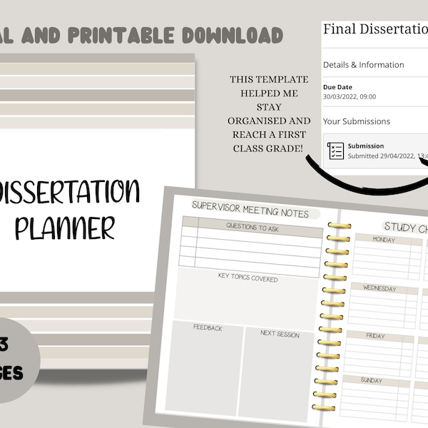 free dissertation planner Dissertation planner, printable & digital download, Thesis Project, Undergraduate Final Year, student planner, academic planner