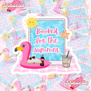 Cute Booked for the summer PNG design for kindle stickers and apparel