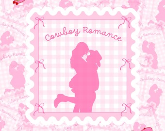 Cowboy romantik stämpel PNG Bokliknande klistermärken design Romantikläsare Boktroper klistermärke för Kindle