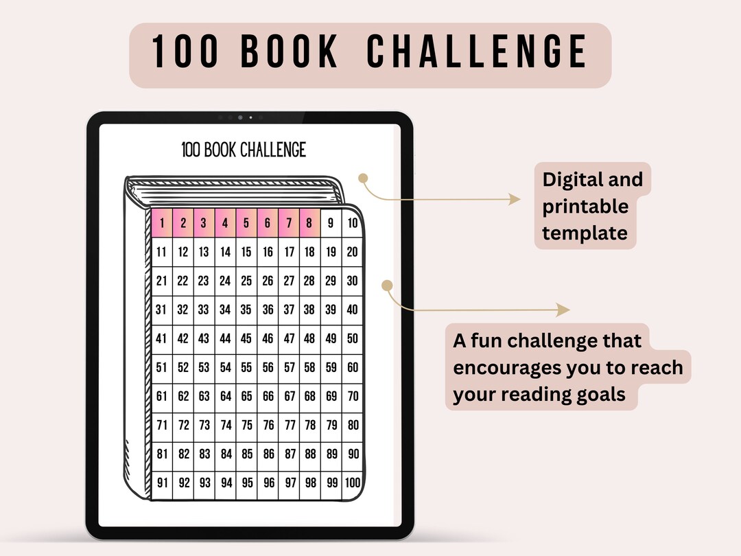 100 Book Challenge Printable Book Tracker Reading - Etsy