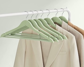 Sage GREEN wooden coat hangers 20pcs customized with logo laser engraving