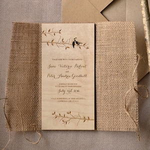 Invito di nozze in legno , inviti di nozze rustici, invito al ricevimento di nozze, legno Save the date, invito di nozze unico