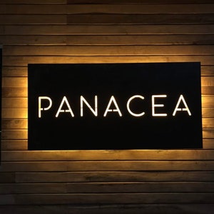 abs steel backlit led sign with logo custom rgb neon sign for modern local shop in bright steel