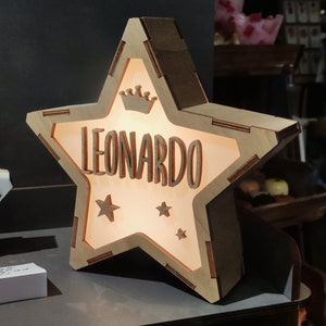 Lâmpada estrela personalizada com corte a laser para crianças, presente para quarto infantil, carta de aniversário, luz noturna para recém-nascidos