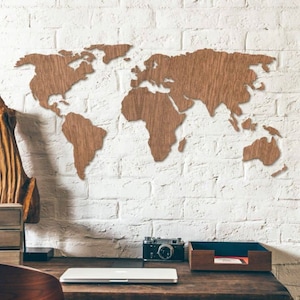 Carte murale bois d’acajou, découpe laser, bois globe décoration globe maison 3d décoration maison voyage parfait
