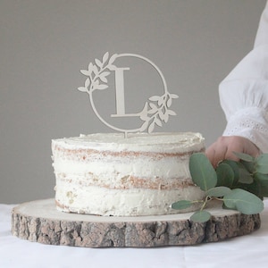 Cake Topper carta floral para pasteles cumpleaños recién casados eventos en madera o plexiglás
