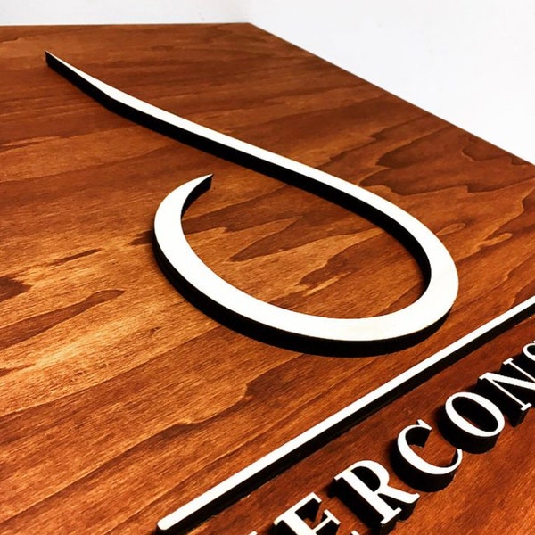 Gepersonaliseerd houten bord met uw logo voor bedrijven, restaurants, binnen- en buitenhotels / Logoweergave / met reliëfletters