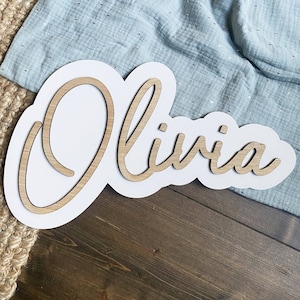 Scritta in legno con base bianca Battesimo / Matrimonio / Nozze / Comunione