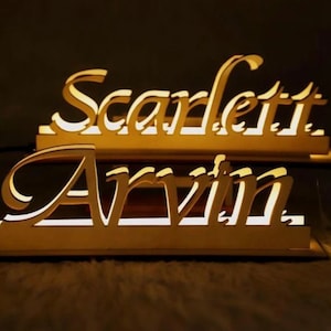 Lámpara Nombre de regalo Nacimiento Personalizado con estrellas Nombre personalizado del alfabeto de madera, signo de letra