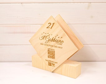 portatovaglioli Portamenu 10-50-100 pz in legno naturale, mogano, ebano personalizzati con incisione laser logo ristorante economico