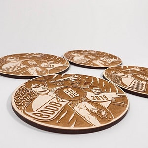 1-500pcs custom coasters 10 x 10 cm A with company logo, personalized wooden keychain, engraved