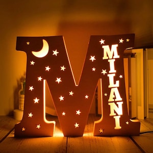 Lámpara carta niños personalizado corte láser regalo niños dormitorio cumpleaños carta noche noche luz recién nacido