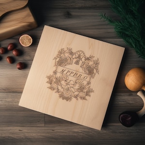 square poplar wood cutting board for wedding or favor with your laser engraved graphics