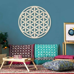 Fleur de vie, décoration murale en bois, fleur de vie, géométrie sacrée spiritualité et symbole de méditation, don ésotérique