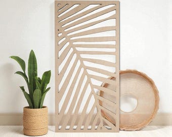 large decorative palm tree modern perforated panel or perforated wood unpainted interior exterior laser cut home decoration, picture, f