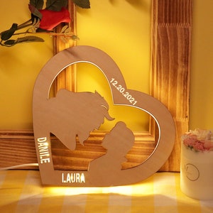 A bela e a fera lâmpada personalizada corte a laser presente quarto das crianças aniversário noite carta luz noturna casal