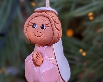 Handmade Ceramic Angel Bell: Christmas Ornament, Baptism Favor
