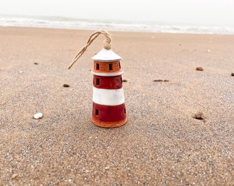 Handmade Ceramic Lighthouse Bell: Coastal Home Decor